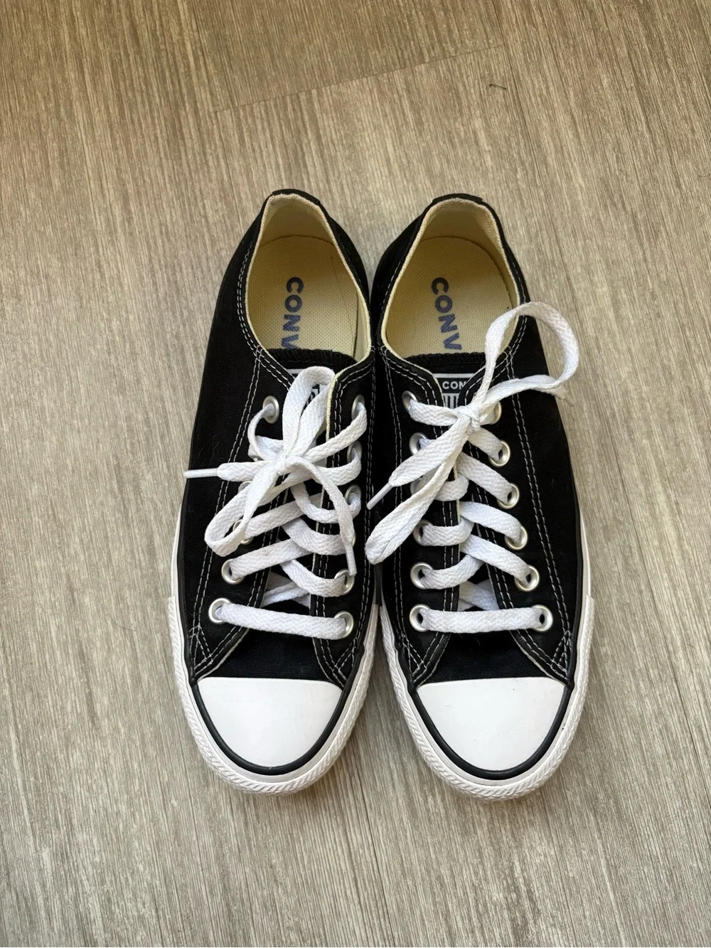 Converse Black Low-Top Canvas Sneakers with White Laces
